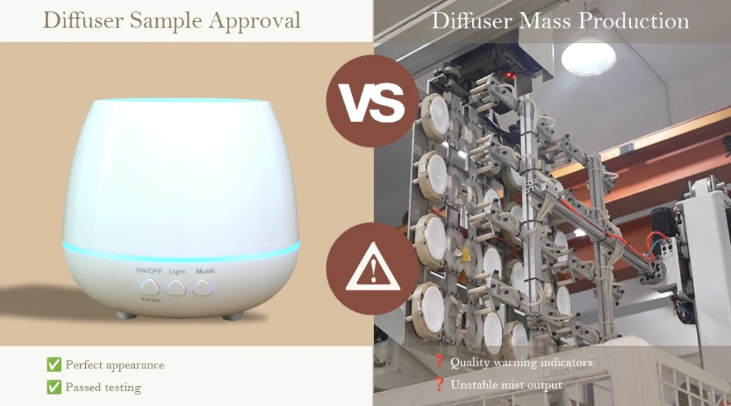 Diffuser sample vs mass production quality risks in bulk aroma diffuser sourcing